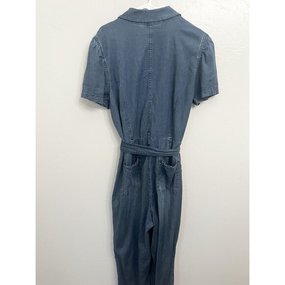 Candace Cameron Bure Tencel Denim Jumpsuit Dark Rinse Large Wide Leg New Tie QVC - Picture 8 of 9